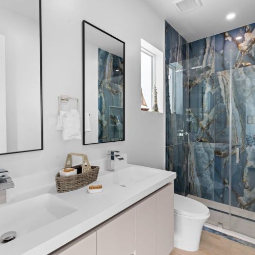 The master bathroom boasts a double vanity.