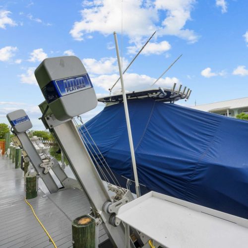 Boat lift: a covered lift keeps your vessel ready between trips to the flats.