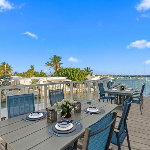 Savor fresh seafood on this spacious terrace with breathtaking water views!