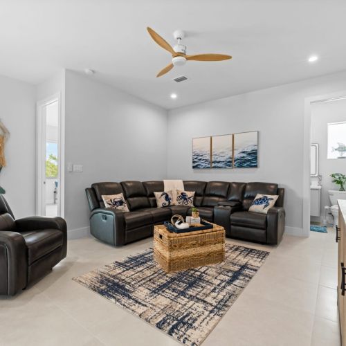 Sink into the comfortable sofa and get ready to relax in the inviting living room.