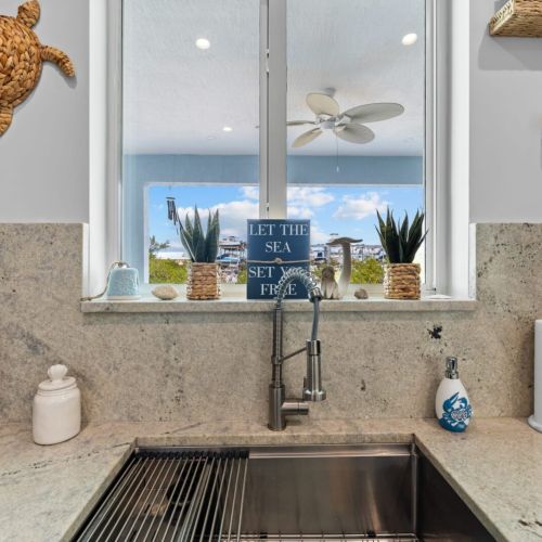 Enjoy cooking with a view of the backyard.