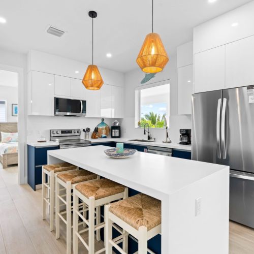 There’s plenty of storage space in a spacious closet with hangers and shelves. The half bath provides an additional space for guests, ensuring comfort for all.