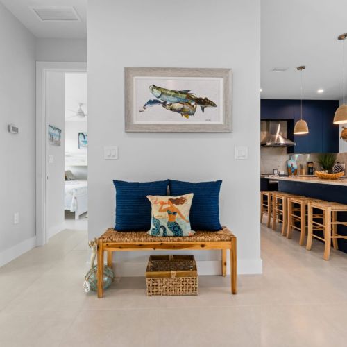 Every corner of the house is adorned with unique artwork and tasteful decor, creating a warm and inviting atmosphere.