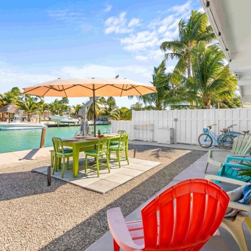 Step into your dream getaway! Our charming patio is the perfect spot to soak up the sun or relax in the shade under colorful umbrellas. Whether you're sipping coffee or enjoying a good book, this space invites you to unwind and embrace vacation vibes