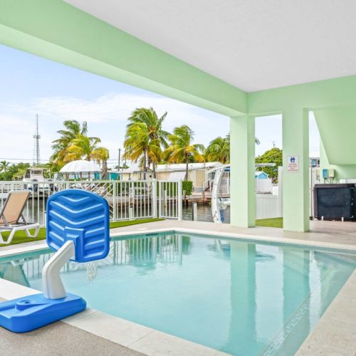 Dive into your private heated pool with floaties ready and waterfront views all around, pure keys vacation bliss from sun up to sun down.