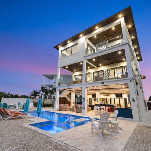 Outdoor pool view of seaside escape