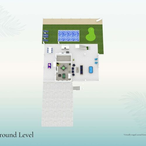 The ultimate hangout zone — outdoor kitchen, games, pool, and room for everyone to spread out.