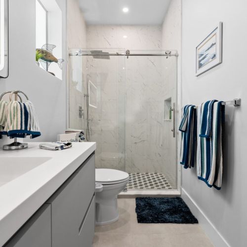 Indulge in a relaxing shower in our immaculate and well-stocked bathroom.