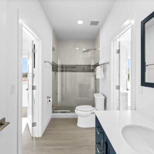 Nothing is more relaxing than a warm shower after a day of fishing from the dock.