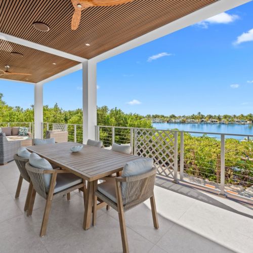 Enjoy the stunning views from the second floor balcony dining area.