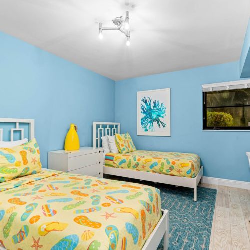 Comfortable twin room with a smart tv so everyone can wind down their own way.