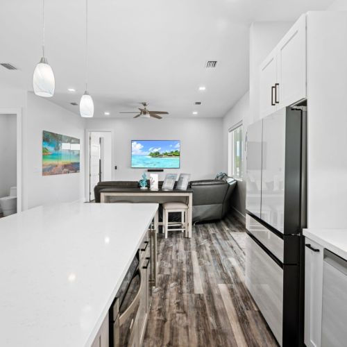 Our kitchen is designed to meet all your cooking needs, featuring spacious countertops and high-end appliances