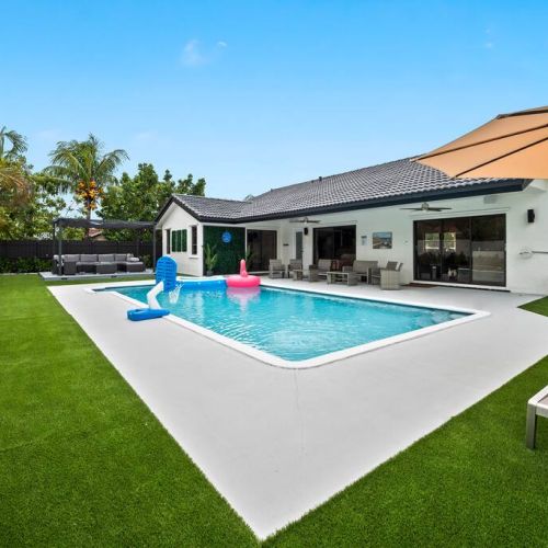 The fully fenced backyard is perfect for outdoor relaxation and activities.