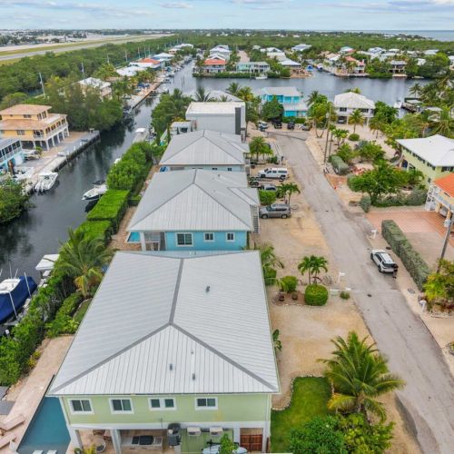 Aerial: a canalfront home minutes from the open water and marathon's marinas.