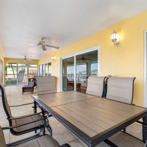 Screened-in comfort with endless water views.