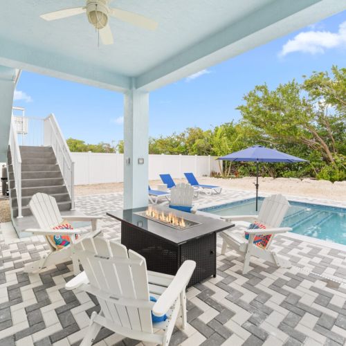 Hide in the shade of the covered patio.