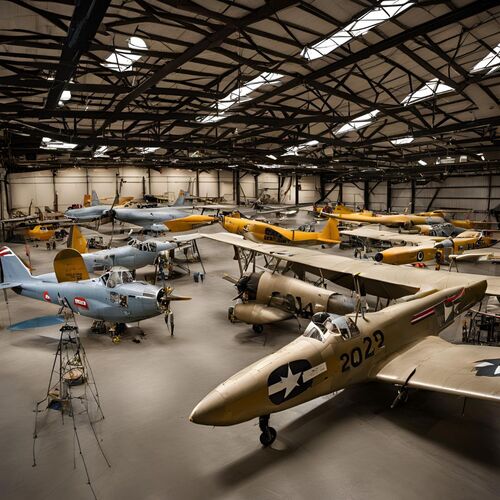 Exterior view of the Marathon Air Museum in Marathon, Florida, showcasing vintage aircraft and aviation exhibits.